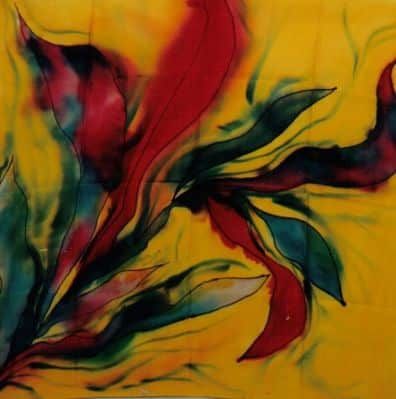 Seidentuch im Monotypiedruck